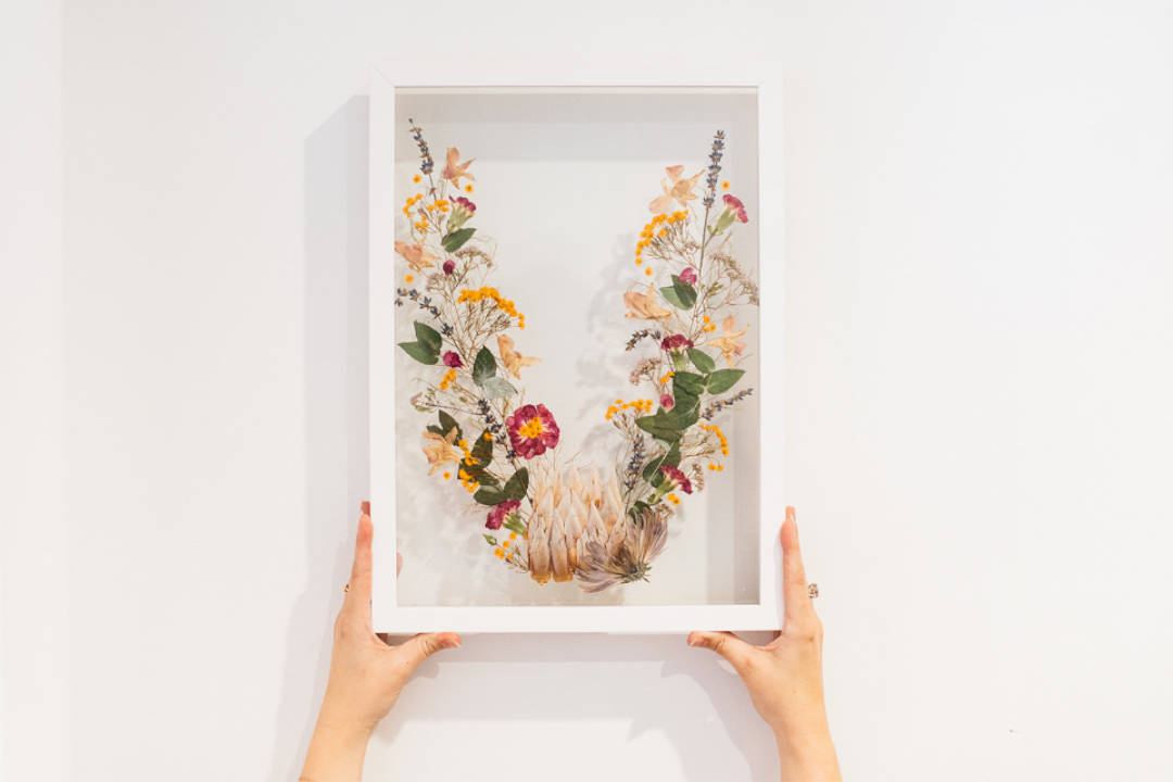 The Dainty Co_pressed flowers_pressed boquet_hands holding portrait framed pressed flowers Le Vow Bridal